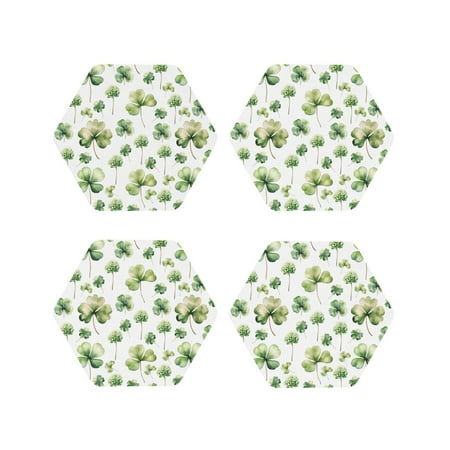 

Tideii St Patrick s Day3 for Leather Coasters 4 Pieces Anti-fouling and Anti-scalding Decorative Coasters Suitable for Restaurants Kitchens Coffee Shops-Hexagon