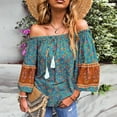 thumbnail image 3 of Blusa De Mujer, Top Con Hombros Descubiertos, Estampado Floral Transpirable Para Uso Diario Ccdes Otros, 3 of 6