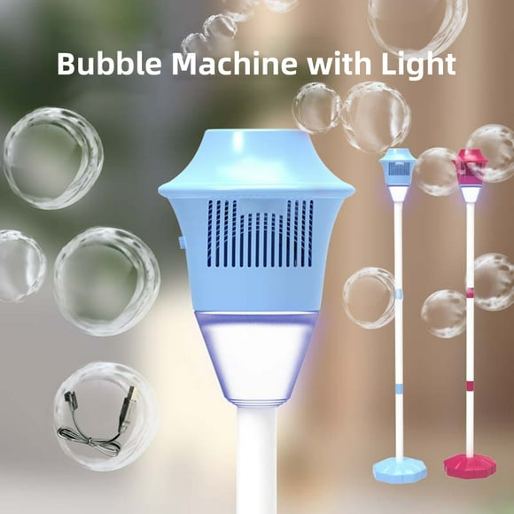 Machine à Bulles avec Lumière, Fabricant de Bulles Vertical pour Anniversaire, Mariage en Plein Air, Fête de Noël, Interactif, Rechargeable, en Forme de Réverbère, Machine à Bulles Automatique