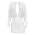thumbnail image 5 of Women's V Neck Long Sleeve White Sequin Dress for Women Formal Dress Women Winter Dresses, 5 of 6