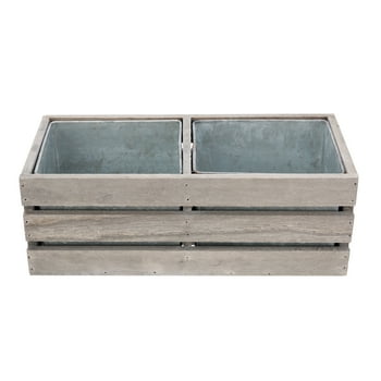 Mainstays Grey Wood Decorative er with Removable Metal Inserts
