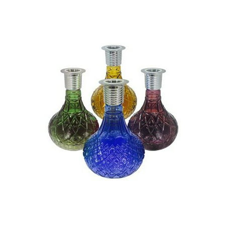 MYA SARAY ASTRA FROST GLASS HOOKAH VASE: SUPPLIES FOR HOOKAHS. Screw on Pyramid Shape Base accessory parts for narguile pipes. These Shisha Pipe accessories come in various colors. (Grey