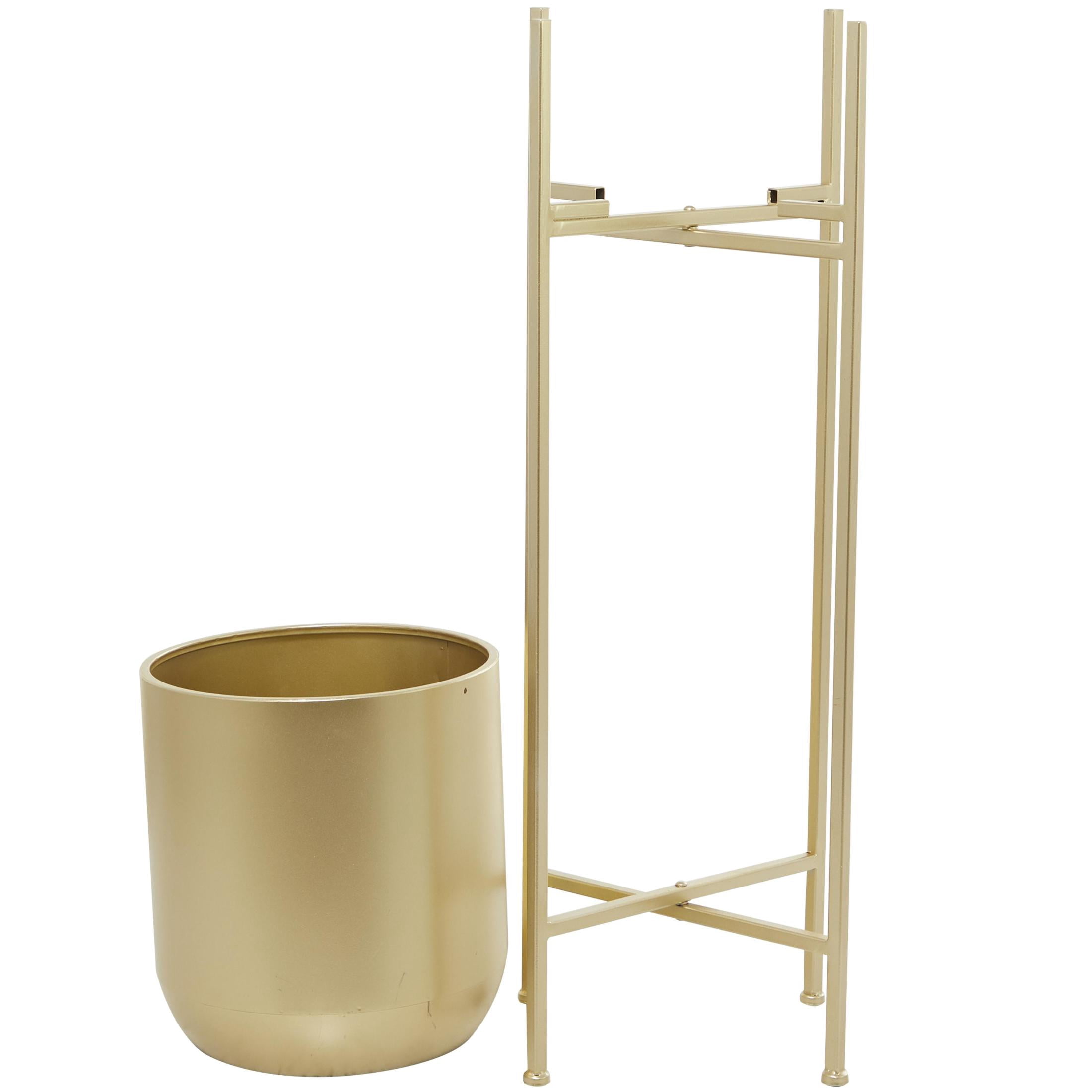 CosmoLiving by Cosmopolitan 13" x 41" Matte Dome Gold Metal Planter with Removable Stand