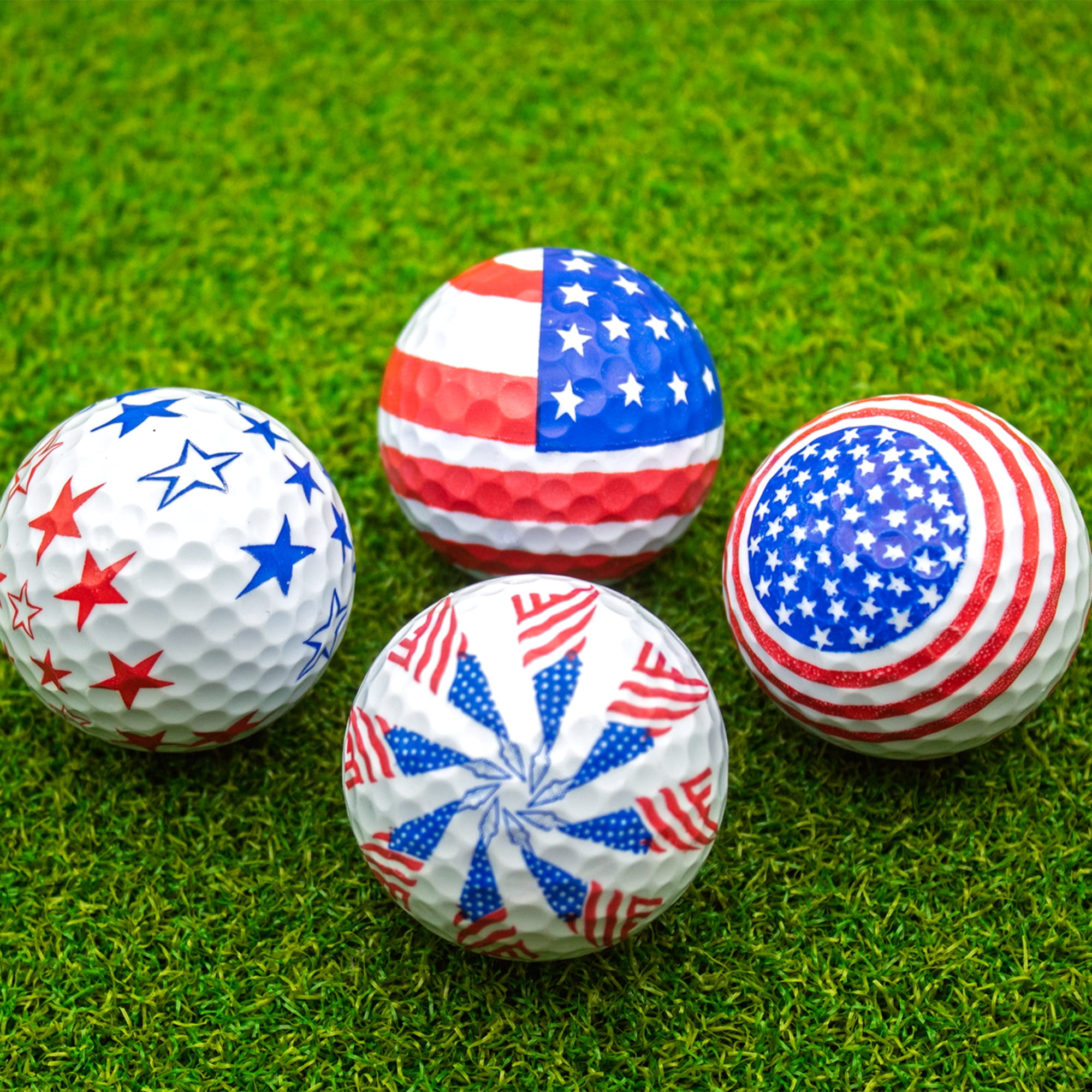 Patriotic Mix Golf Balls – 12 Pack – Red, White & Blue Themed USA Golf Balls by GBM Golf