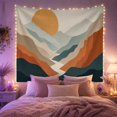 thumbnail image 2 of Sunrise Over Layered Mountain Silhouettes, Serene Mid-Century Modern for Boho Decor Lovers, Nature Color Block Wall Art, Housewarming Gift, Tapestry Wall Hanging for Bedroom and Living Room, 2 of 6
