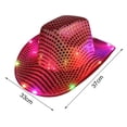 thumbnail image 4 of Toudaret LED Cowboy Hat Light Up Glitter Cowboy Hat with Sunglasses Sequin Space Cowgirl Hat for Women Men Costume, 4 of 8