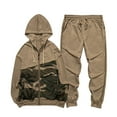 thumbnail image 6 of VBTAPA Men's Camo Tracksuit 2 Piece Hooded Athletic Sweatsuits Long Sleeve Full Zip Hoodie and Matching Pants Set Casual Jogging Sport Suit with Pockets Khaki S, 6 of 8