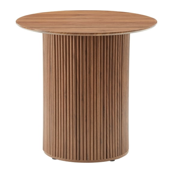 PHOYAL Fluted Small Round Dining Table for 2, 31.5 Inch Circle Dining Table for Kitchen Small Space Apartment, Walnut