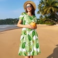 thumbnail image 4 of Goofa Avocado And Tropical Palm Leaves Pattern Women Summer Short Sleeve Midi Dress with Pockets Casual Aline Flowy Tshirt Dress Vocation Beach Sundress, 4 of 6