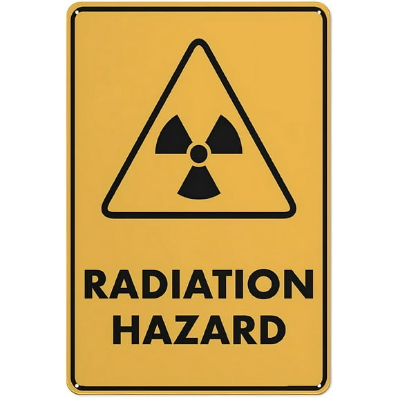 Caution Radiation Hazard Outdoor Metal Sign 12 x 8 Inches - Suitable for Business, Workplace, Office, Home, Road, Delivery, Garden, Lab Use