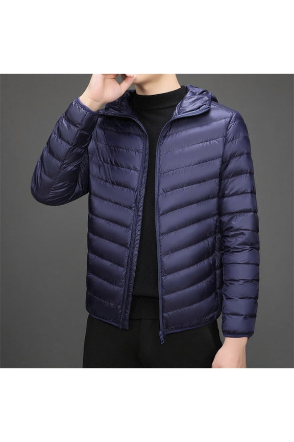 Mens Winter Jacket Lightweight Warm Casual Down Coat Stand Collar Loose Cropped Winter Street Sport Cozy Outerwear