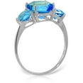 thumbnail image 2 of Galaxy Gold GG 14K White Gold 4.2 Carat Natural Blue Topaz Ring - December Birthstone - Communication & Serenity - Sizes 5.5 to 11 - Fine Jewelry for Women, 2 of 2