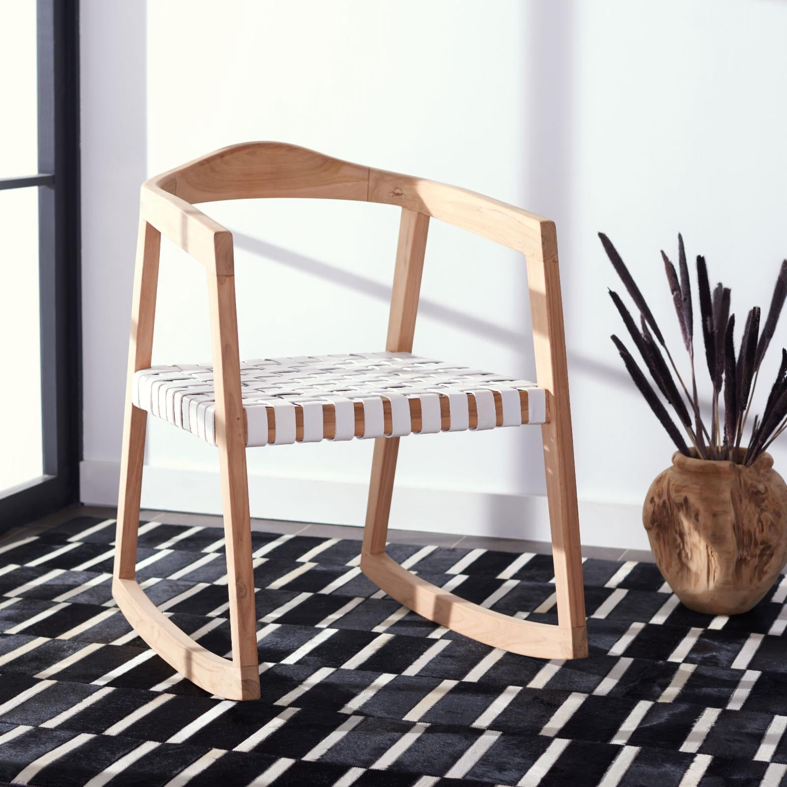 SAFAVIEH Willa Rocking Dining Chair, Black/Natural (22.8 in. W x 26 in. D x 32.7 in. H)