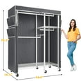 thumbnail image 2 of Enhomee Clothes Rack with Cover Heavy Duty Clothing Rack for Hanging Clothes Loads 550 LBS, Adjustable Closet with Wheels, White, 2 of 7