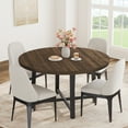 thumbnail image 1 of 47 in Round Dining Table, Industrial Dinner Table for 4 to 6, Wooden Kitchen Table with Sturdy Metal Frame & Rustic Brown Finish, Circle Kitchen Table for Dining Room, Kitchen （No Chairs）, 1 of 8