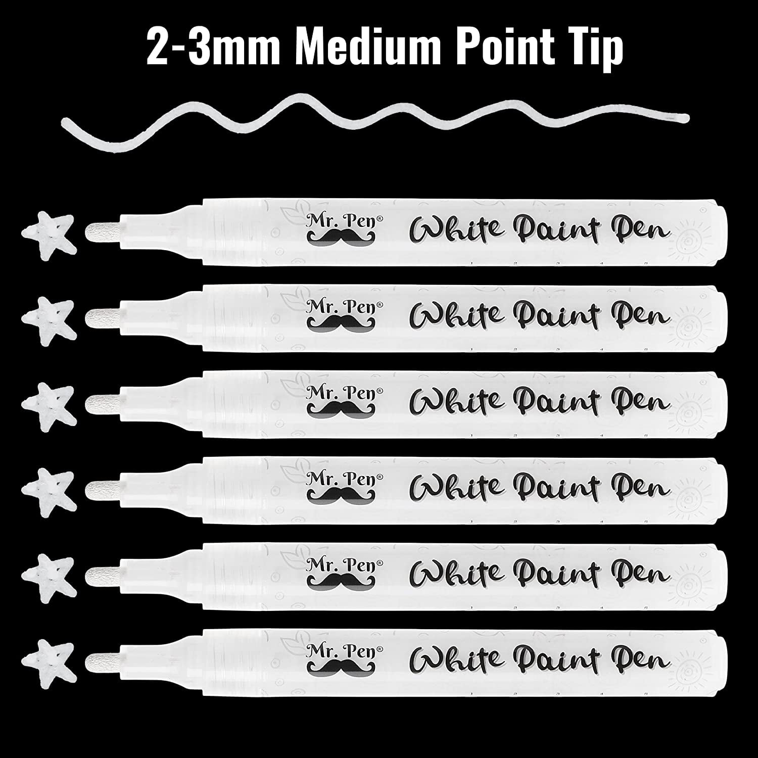 Mr. Pen- White Paint Pen, 6 Pack, Acrylic White Permanent Marker, White  Paint Marker, White Pens for Art, White Markers for Black Paper -  Walmart.com