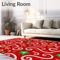 thumbnail image 2 of ODIKA 2'x3' Machine Washable Non-Slip Area Rug, Holiday Peppermint Swirls And Gingerbread Men Interlocking With Twinkling Stars High Traffic Rug with Pad, Red, 638212, 2 of 8