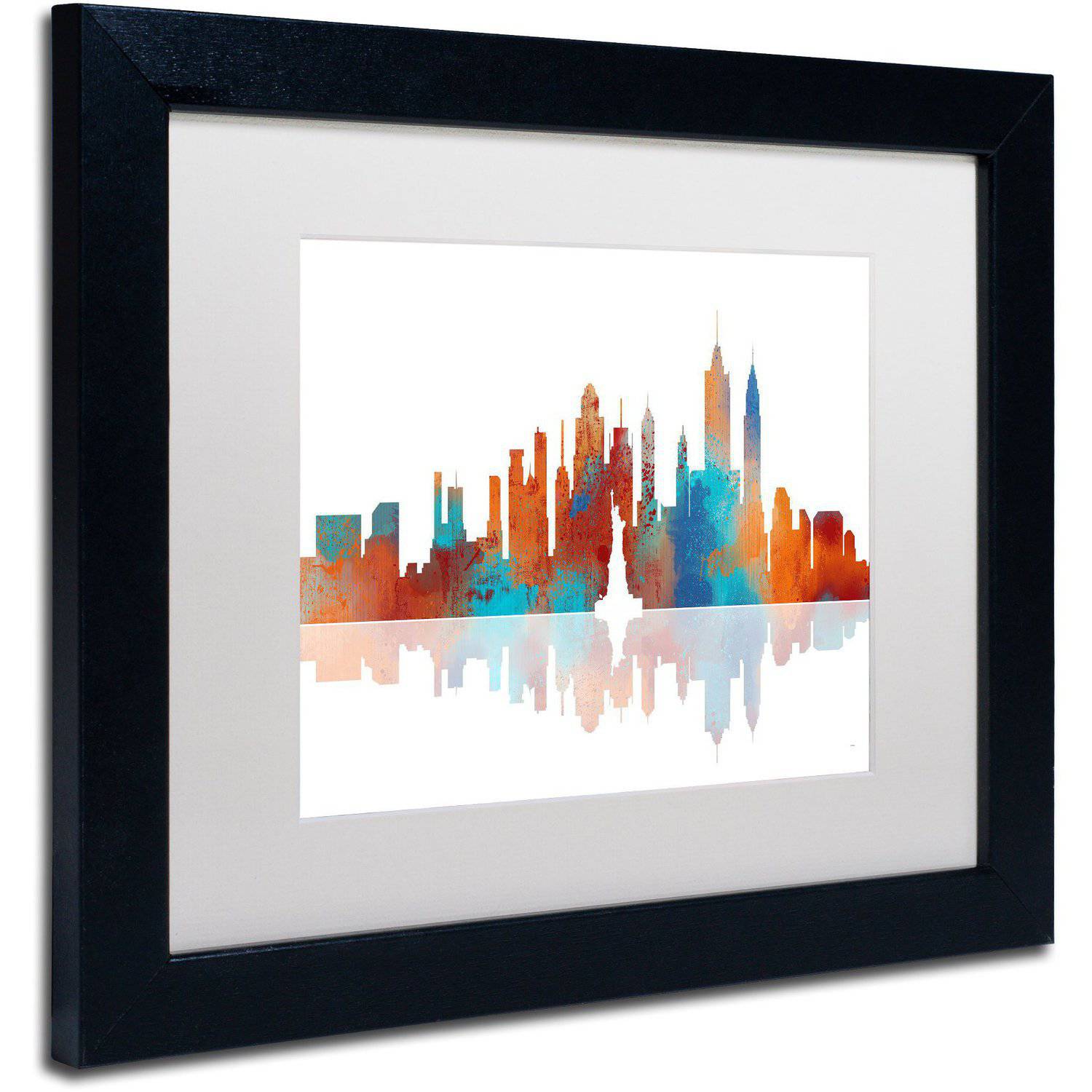 Trademark Fine Art "New York New York Skyline" Canvas Art by Marlene Watson White Matte, Black Frame
