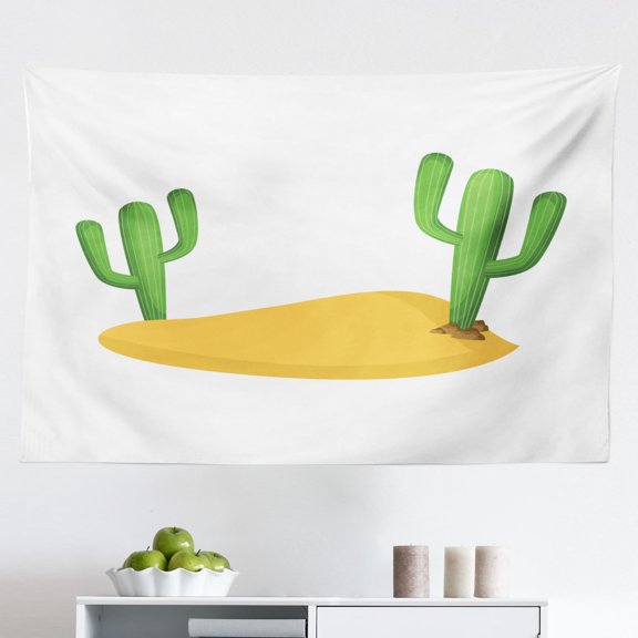 Christmas Tapestry, Sandman with Santa Hat Sunbath Foreground of Puffy Clouds Relax Tranquil Scene, Fabric Wall Hanging Decor for Bedroom Living Room Dorm, 2 Sizes, Blue Cream, by Ambesonne