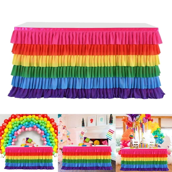 de de Seis Colores con , Hecha de Tul de Poliéster Suave - 1.83x0.77m Yotijar Falda de vajilla de tul con volantes