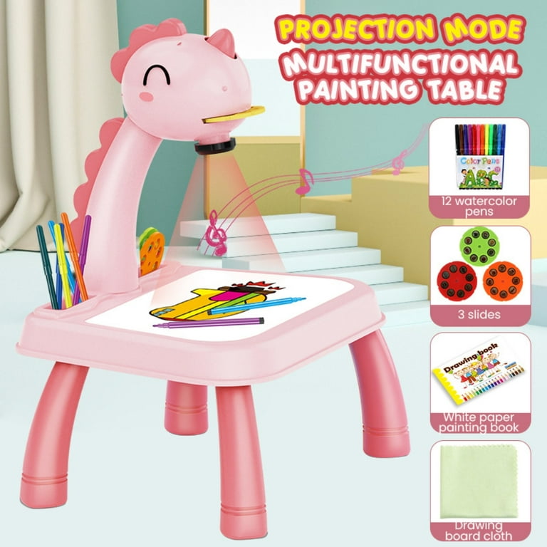 Painting Projector Drawing Toy, Education Doodle Toy for Kids, with Music &  Light, with 3 Projection Discs 24 Patterns 12 Watercolor Pens Sketched