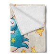 thumbnail image 2 of Unicorn Soft Flannel Fleece Throw Blanket, Believing Words Illustration Star Elements Happiness Joy Friendship, Cozy Plush for Indoor and Outdoor Use, 50" x 60", Yellow Blue, by Ambesonne, 2 of 5