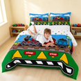 thumbnail image 3 of Erosebridal Train Queen Comforter Set, Steam Engine Comforter Sets Queen, Green Cartoon, Polka Dots Reversible 3pcs 1 Comforter and 2 Pillowcases, 3 of 6