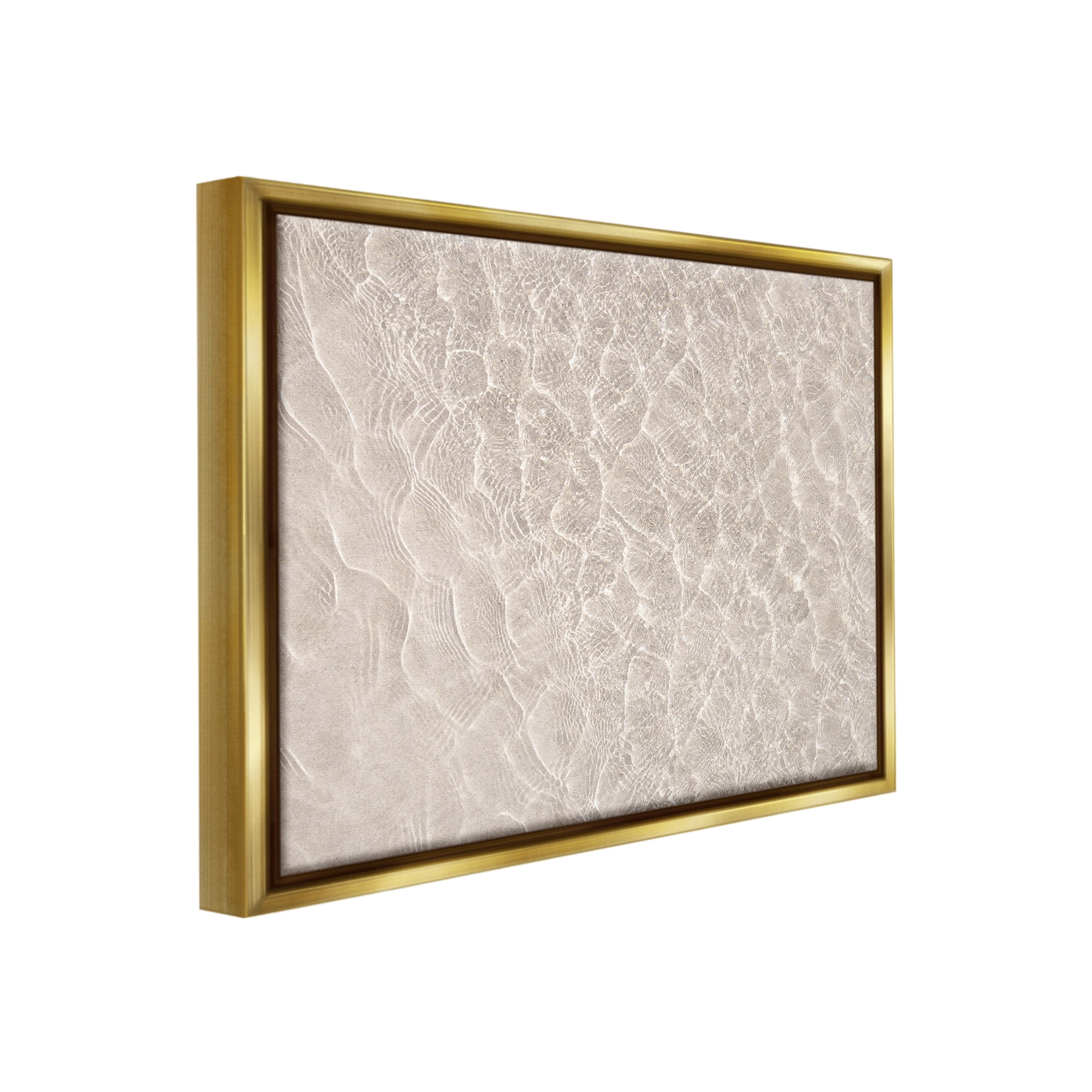 Stupell Industries Aerial View Beach Ripples Landscape Painting Gold Floater Framed Canvas Art Print Wall Art, 31 x 25
