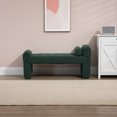 thumbnail image 2 of 49" Modern Ottoman Bench, Boucle Upholstered Tufted Bench with Padded Seat, End of Bed Bench with Armrests & Pillow, for Bedroom, Living Room, Hallway, Entryway, Space Saving, Emerald, 2 of 9