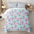 thumbnail image 2 of Erosebridal Soccer Print Cartoon Bow Twin Quilt Set for Boys Girls,Teens Pink Teal Lightning Twin Coverlet Set, 2 of 7