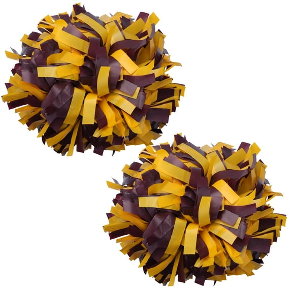 Plastic Cheer Pom Poms Cheerleading Cheerleader Gear 2 pieces one pair poms(Maroon/Yellow)