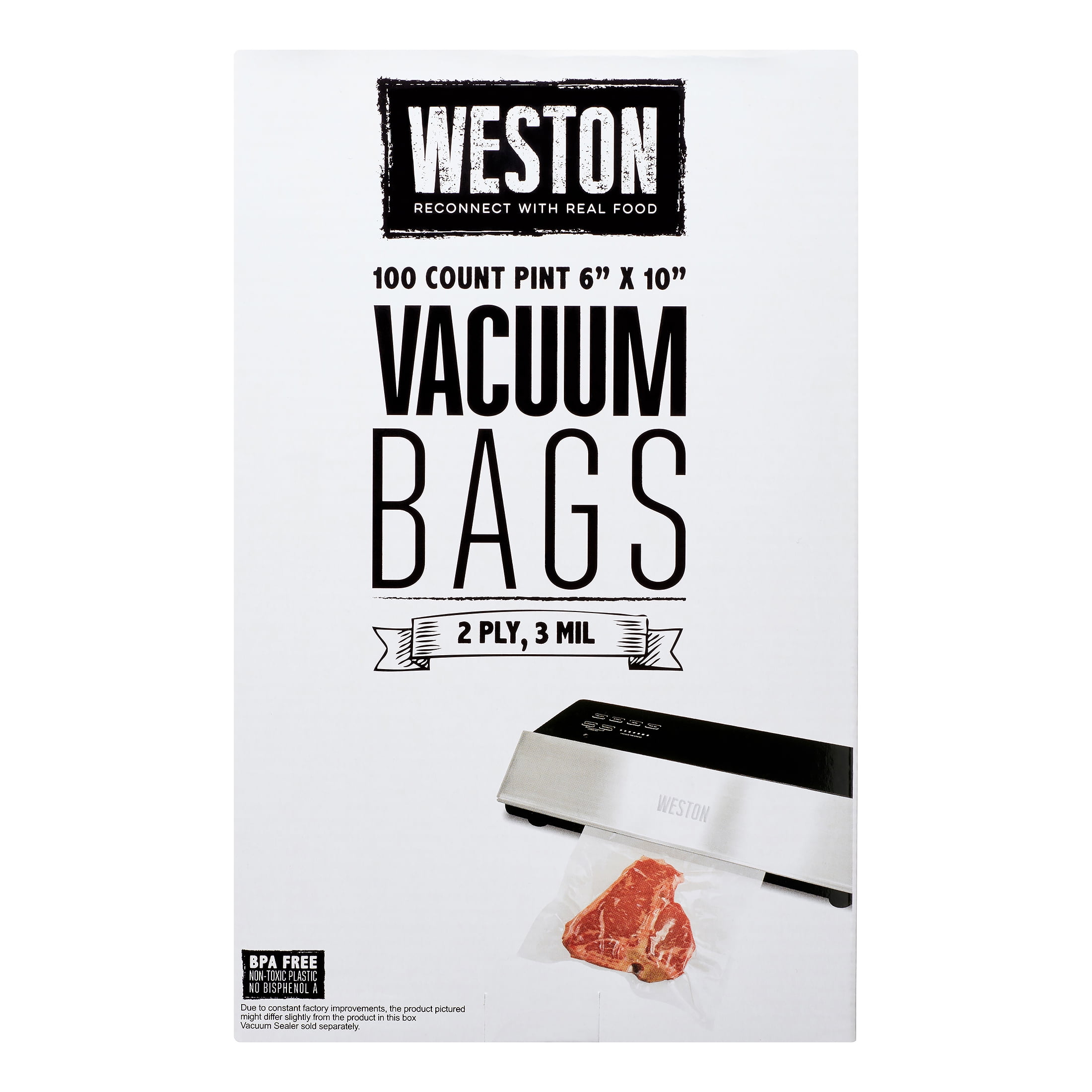 Weston 6" X 10" Pint VacuumSealer Food Bags, 100 Ct
