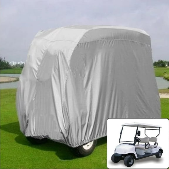 Heavy Duty 4-Passenger Golf Cart Cover - Universal Waterproof Protection for EZGO, Club Car & Yamaha Carts | All-Weather Outdoor Accessory with Storage Bag, Silver
