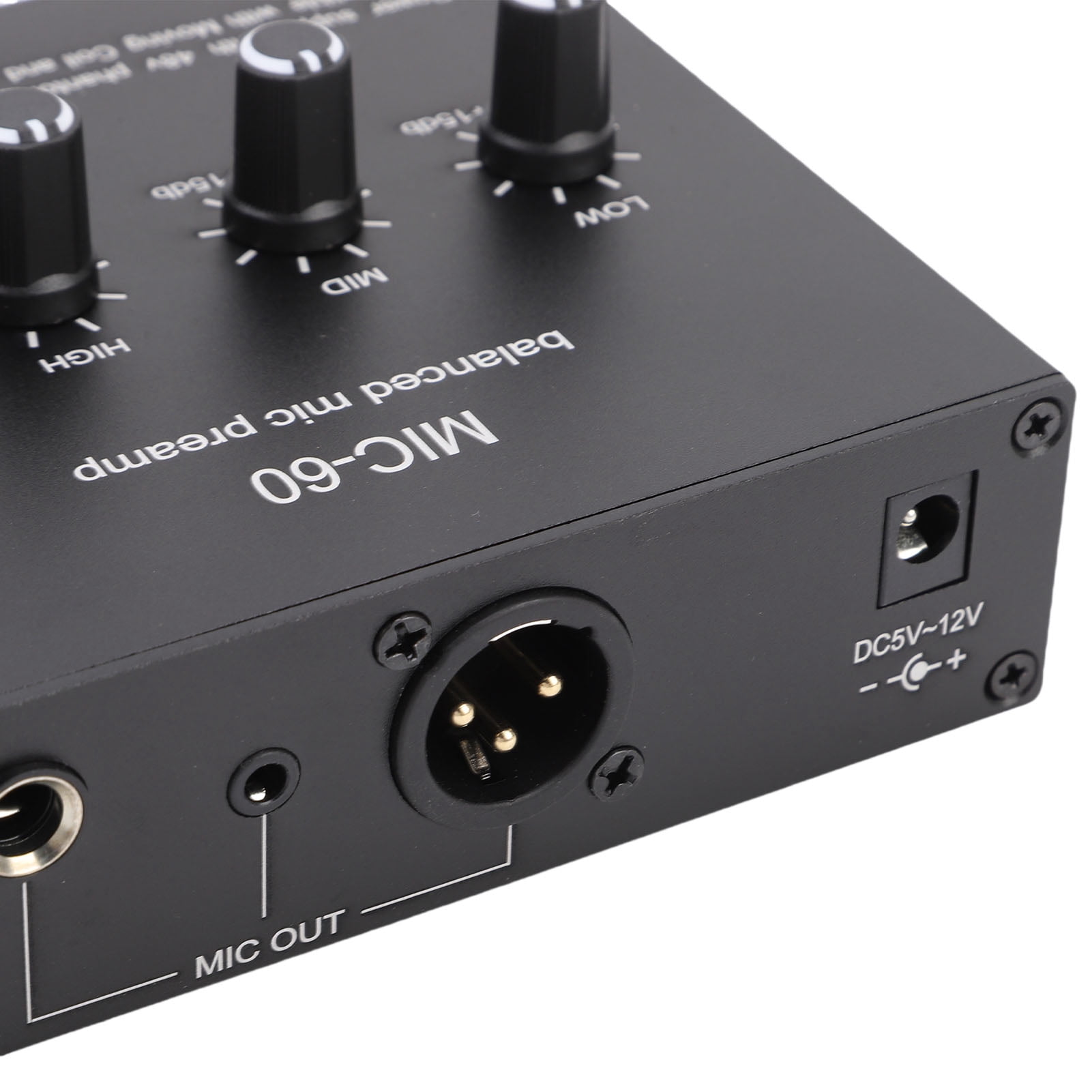 Rupoun Microphone Preamplifier MIC-60 60dB Gain Audio Interface for Condenser Dynamic Mics 3.5mm 6.5mm XLR I/O Support 48V Phantom Power Aluminum Alloy (13.19 oz / 374 g)