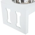 thumbnail image 2 of Dog Bed PawHut 23" Modern Decorative Dog Bone Wooden Heavy Duty Pet Food Bowl Elevated Feeding Station - White,Large Dog Bed, 2 of 9