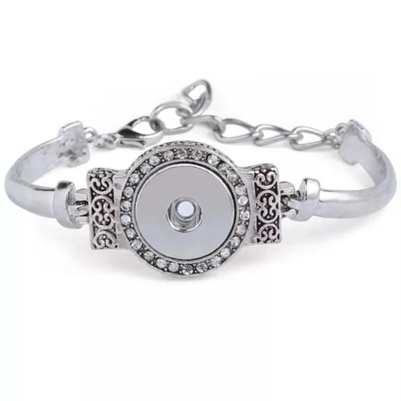 HOOUN Silver Different Style Drill Snap Bracelet Fit 18MM Chunk Charm Snap Button -005