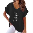 thumbnail image 2 of Workout Tops for Women Viikei Womens Plus Size Tops Clearance under $5,Women V-neck Print T-Shirts Fashion Comfortable Female Blouses Black S, 2 of 4