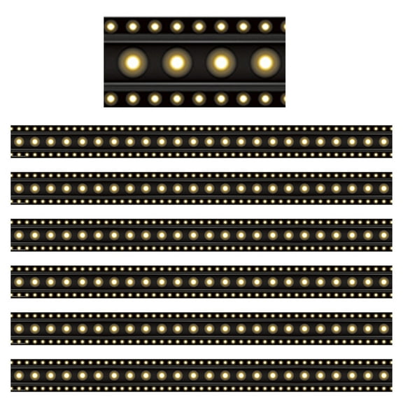 Teacher Created Resources Black Marquee Straight Border Trim, 35 Feet Per Pack, 6 Packs