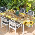 thumbnail image 2 of Sunflower Floral Table Cloths for 8 Foot Rectangle Tables, Farmhouse Pastoral Daisy Bees Brown Wood Patio Waterproof Elastic Fitted Tablecloths, Washable Rectangular Table Cover for Camping, 2 of 8