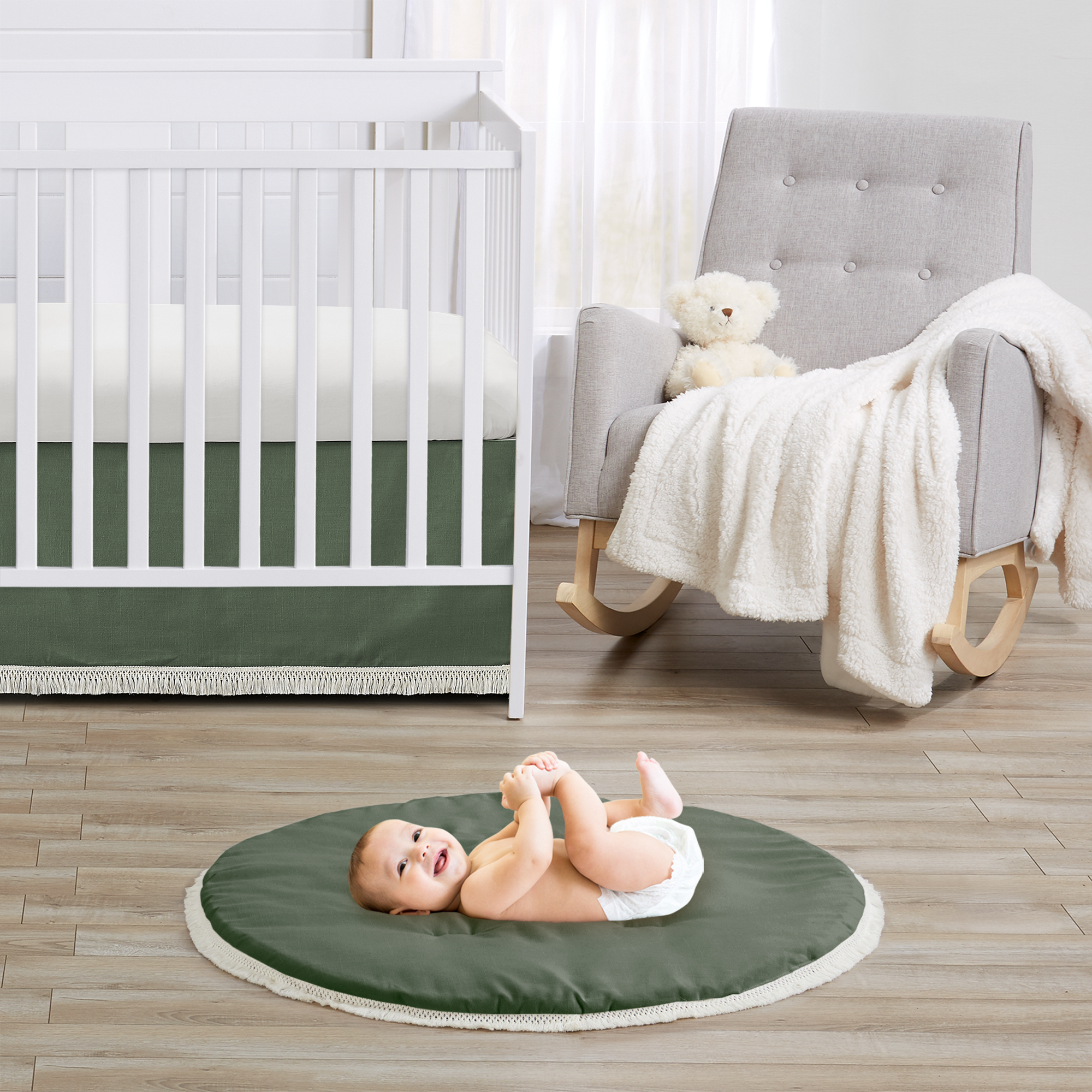 Sweet Jojo Designs Diamond Tuft Sage Green and Ivory Baby Play Mat