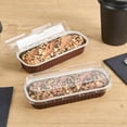 thumbnail image 3 of Pastry Tek 7 oz Rectangle Coffee Aluminum Baking Loaf Pan - with Plastic Dome Lid - 6 1/2" x 2 1/2" x 1 1/4" - 100 count box, 3 of 3