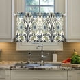 thumbnail image 2 of Yayeee Kitchen Curtains Tier Pair Light Filtering 27"x36" Rod Pocket Short Cafe Window Panel, Blue Floral Pattern, 2 of 7