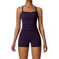 thumbnail image 4 of Workout Sets for Women Yoga 2 Piece Outfit Solid Color Seamless Tank Top with Shorts Sports Fitness Activewear, 4 of 4
