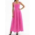 thumbnail image 6 of PRETTYGARDEN Womens Sleeveless Maxi Summer Dresses Hollow Out Eyelet Square Neck Ruffle Flowy Beach Vacation Sundress, 6 of 9