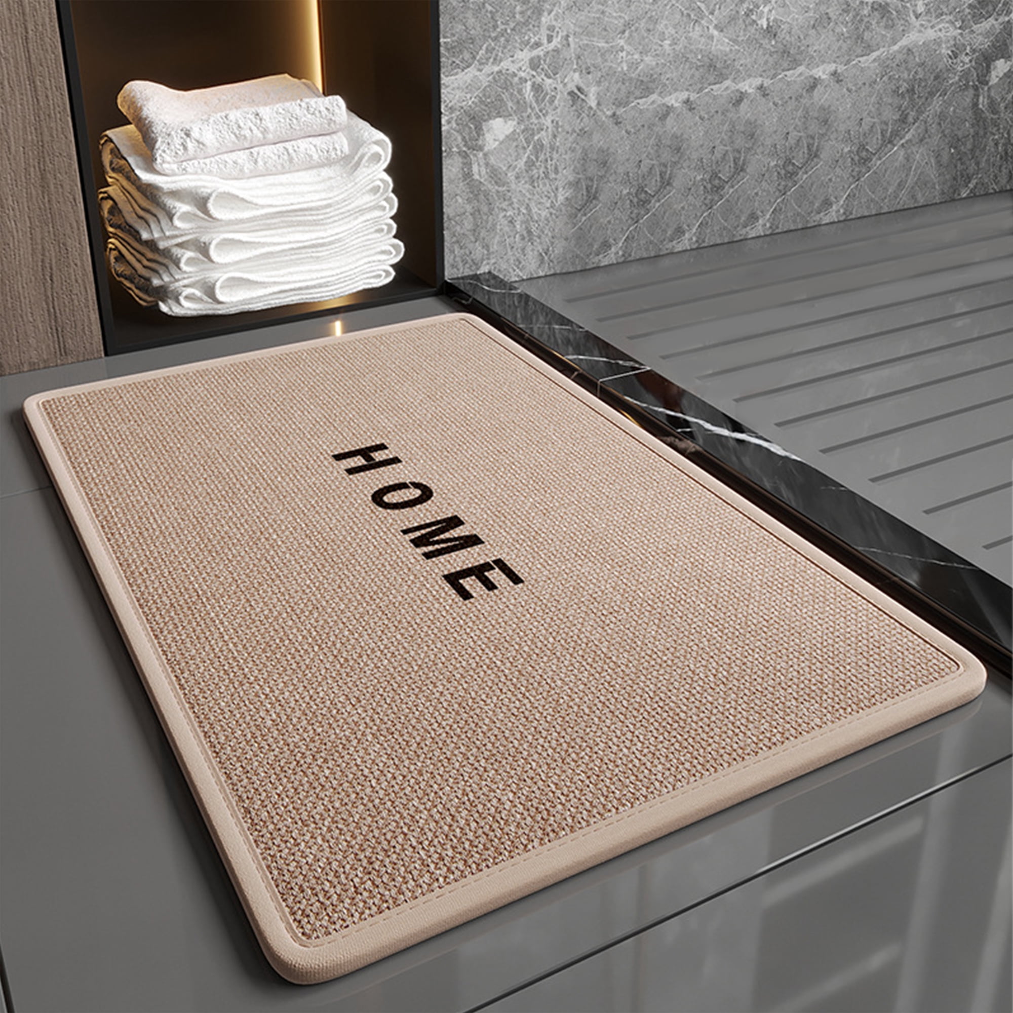 Unique Bargains Boho Bathroom Rugs Absorbent Non Slip Washable Bath Rugs Khaki 20" x 32"