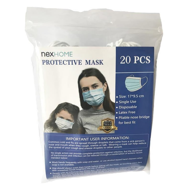 Disposable Protective Face Masks (20-Pack) - Walmart.com