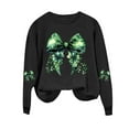 thumbnail image 3 of St Patricks Day Shirt Women Shamrock Crewneck Sweatshirt Long Sleeve Festival Top Bow Printed Shirts Green Going Out Top, 3 of 4