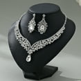thumbnail image 3 of Eosunjian 1 Set Necklace Earrings Set Rhinestone Necklace Earrings Prom Wedding Party Bride Symmetric Dangle Earrings Formal Occasions Neck Jewelry Set Green, 3 of 13