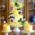 thumbnail image 2 of Blue Tile Lemon Cake Decorations - Fruit Leaves Cake Cupcake Figures Toppers Ball Dessert Picks, Lemon Theme Birthday Party Baby Shower Bachelorette Celebration Photo Props, 2 of 6