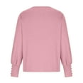 thumbnail image 5 of XFLWAM Women's Causal Long Balloon Sleeve Shirts Tops Crew Neck Smocked Cuffs Loose Blouse Pink S, 5 of 8